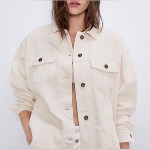 Zara Women's Cream Jean Jacket